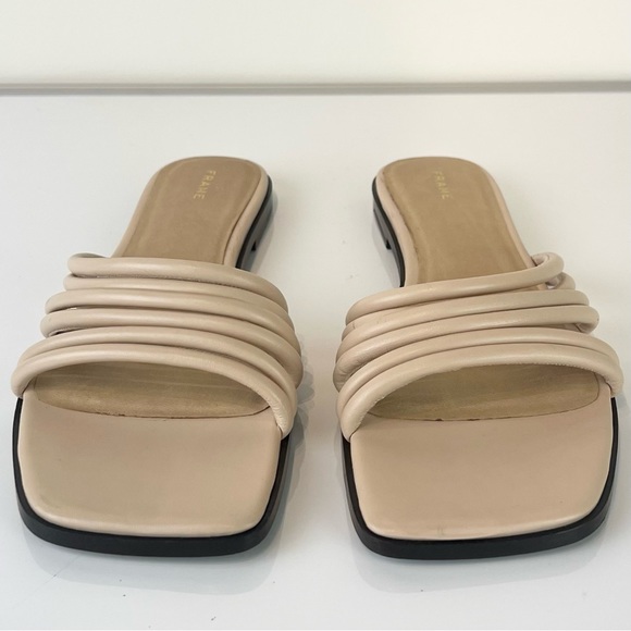 NEW FRAME BEIGE LEATHER STRAPPY SLIDE SANDALS - Picture 10 of 14